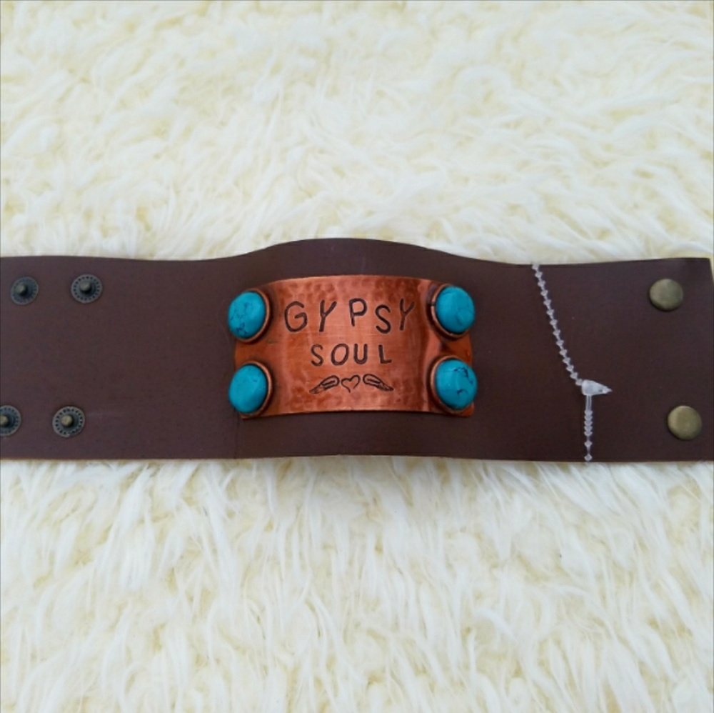 Gypsy soul stamped boho cuff bracelet - Picture 5 of 5